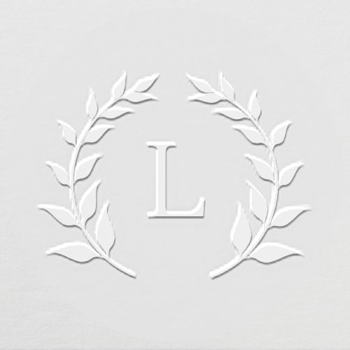 Botanical Laurel Wreath Wedding Initial Minimal Embosser