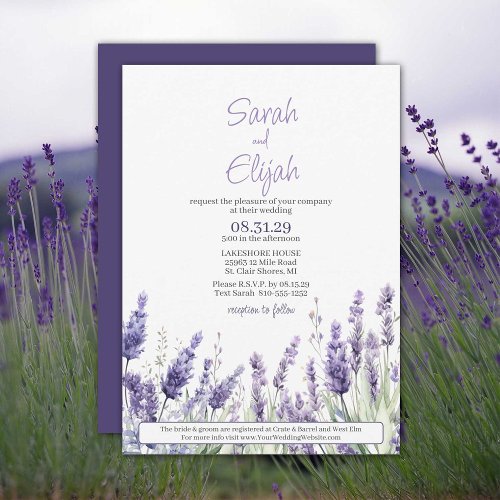 Botanical Lavender Flowers Casual Wedding Invitation