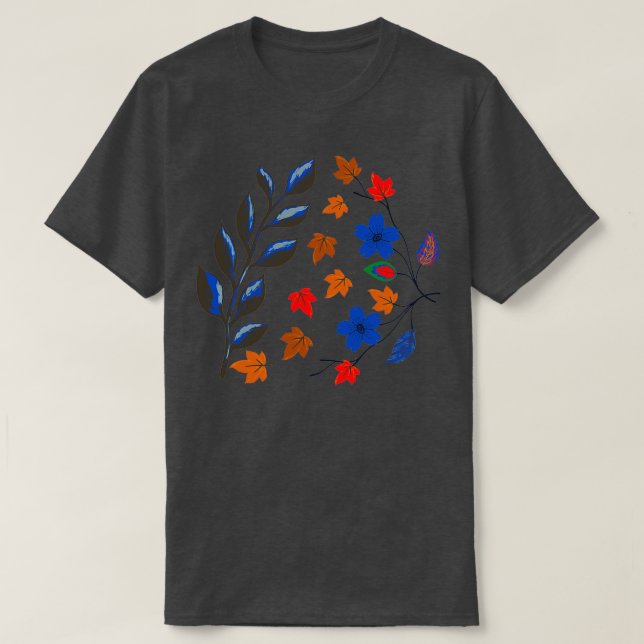 Botanical leaf and flower pattern T-Shirt (Design Front)