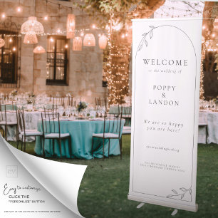 Botanical Leaf Arch Wedding Retractable Banner