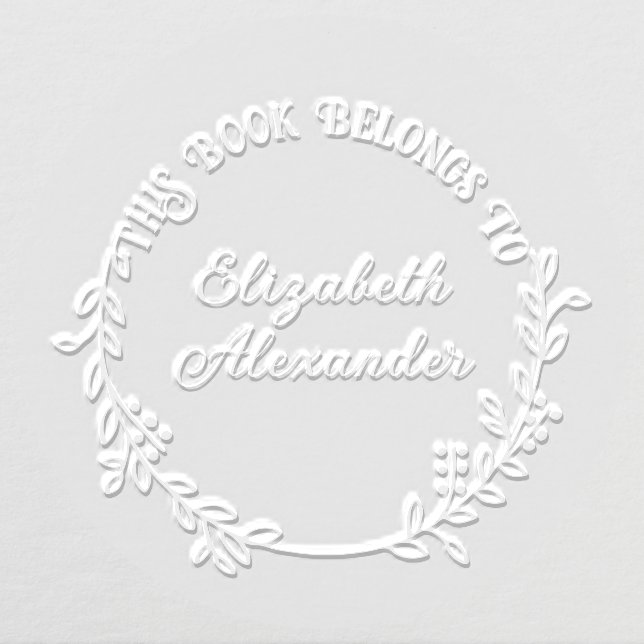 Botanical Leaf Berries Wreath #20 Rnd Library Book Embosser (Design)