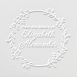 Botanical Leaf Berries Wreath #20 Rnd Library Book Embosser