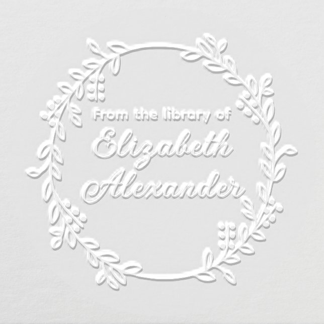 Botanical Leaf Berries Wreath #20 Rnd Library Book Embosser (Design)