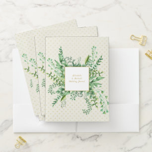 Botanical Leaf Gold Wedding Planning Folders