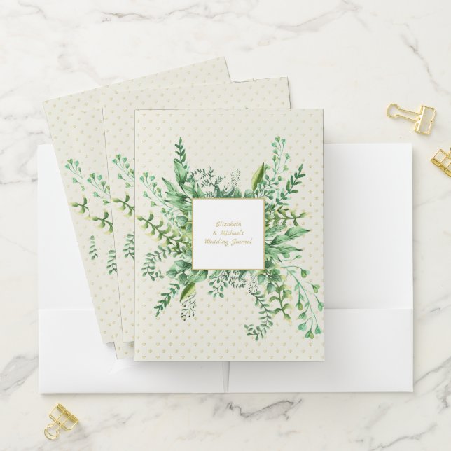 Botanical Leaf Gold Wedding Planning Folders (In Situ)