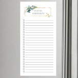 Botanical Leaf Golden Frame Personalized  Magnetic Notepad<br><div class="desc">Lined and checkmark box magnetic notepad design featuring a simply modern leaf and golden frame personalized with your name.</div>