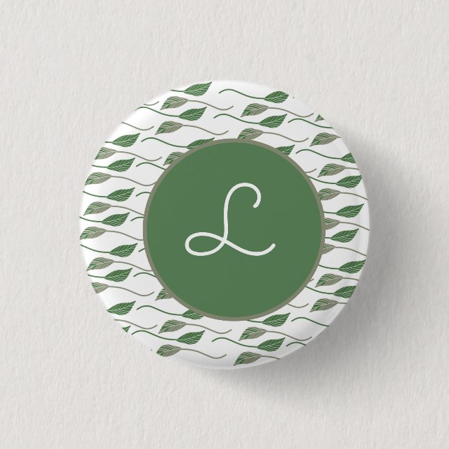 Botanical Leaf Greenery Hand Drawn Pattern     Button (Front)