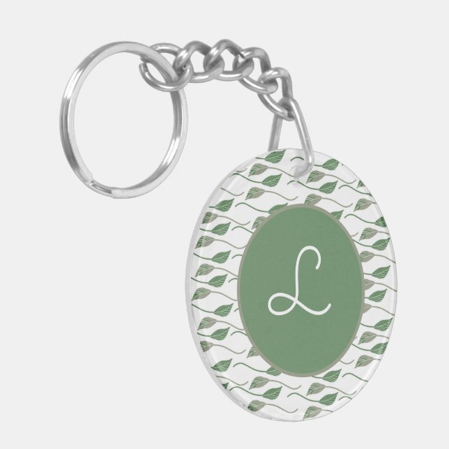 Botanical Leaf Greenery Hand Drawn Pattern    Keychain (Front Left)