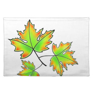 Botanical leaf greenery maple leaves cloth placemat