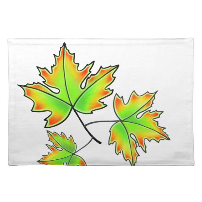 Botanical leaf greenery maple leaves cloth placemat (Front)
