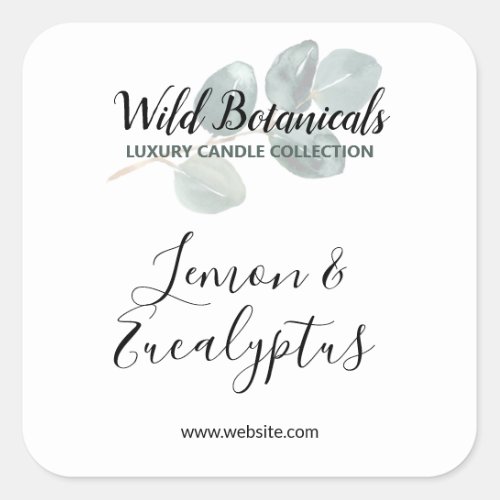 Botanical Leaf Logo White Candle Product Labels