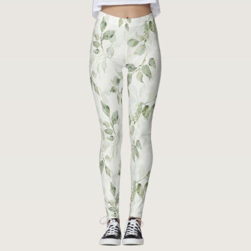 Botanical Leaf Pattern Leggings