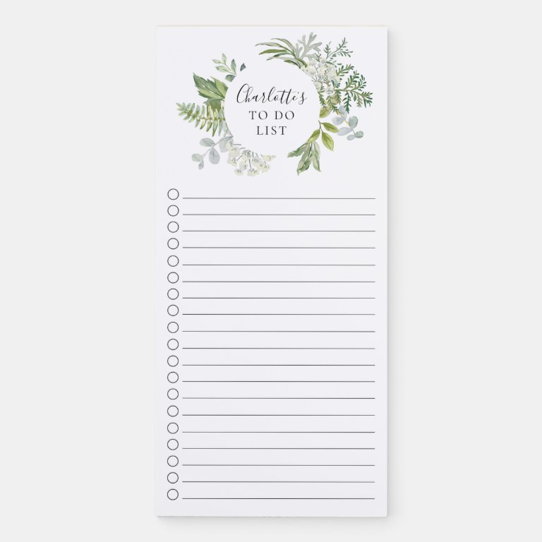 Botanical Leaf Personalized To Do List Magnetic                    Notepad