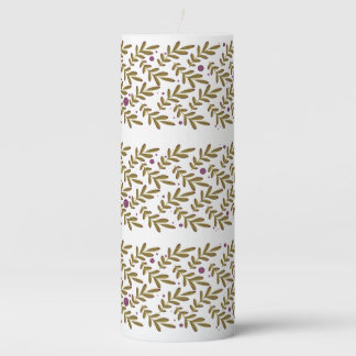 Botanical Leaf Pillar Candle (3" x 8")