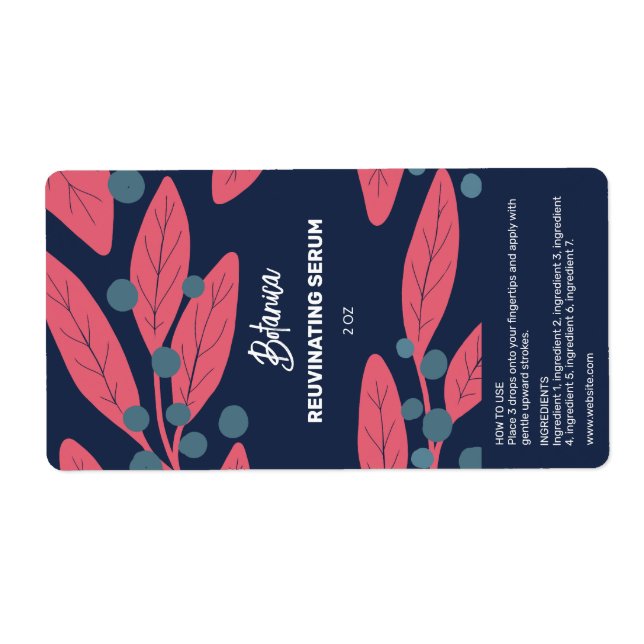 Botanical Leaf Serum Dropper Bottle Labels (Front)