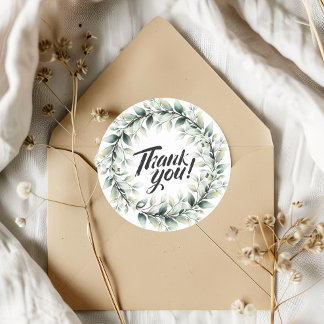 Botanical Leaf Thank You - Small Business Classic Round Sticker