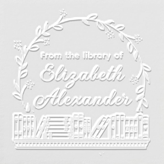 Botanical Leaf Wreath #14 Book Shelf Library Name Embosser (Design)