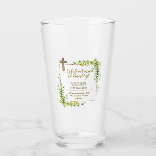 Botanical LeafBautizo Bautismo Baptism Name Verses Glass