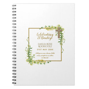 Botanical LeafBautizo Bautismo Baptism Name Verses Notebook