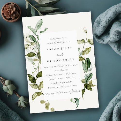 Botanical Leafy Foliage Watercolor Morning After Invitation