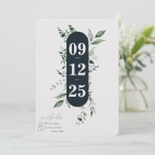 Botanical Leafy Greenery Save the Date (Standing Front)