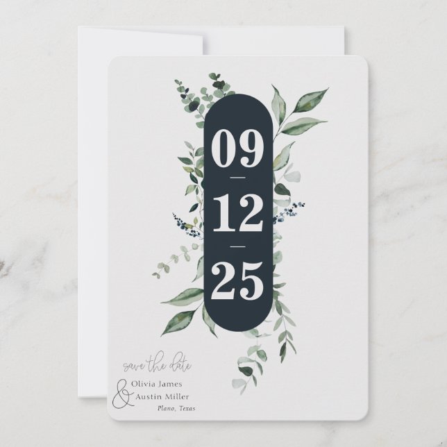 Botanical Leafy Greenery Save the Date (Front)