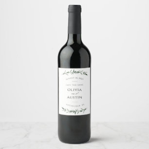 Botanical Leafy Greenery Save the Date Wine Label