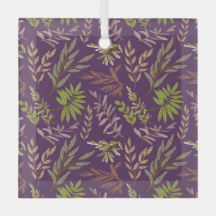 Botanical Leaves: A Stunning Purple Back Glass Ornament