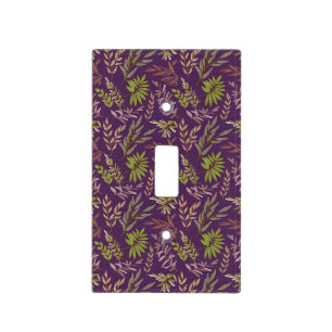 Botanical Leaves: A Stunning Purple Back Light Switch Cover