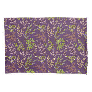 Botanical Leaves: A Stunning Purple Back Pillow Case