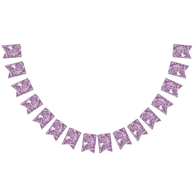 Botanical Leaves and Flowers Purple Bunting Flags (All)