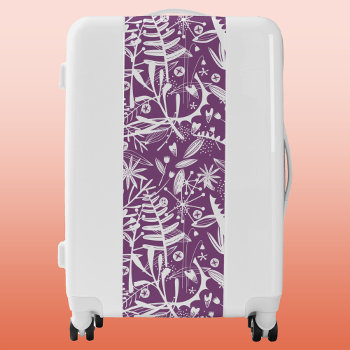 Botanical Leaves And Flowers Purple Luggage by Squirrell at Zazzle