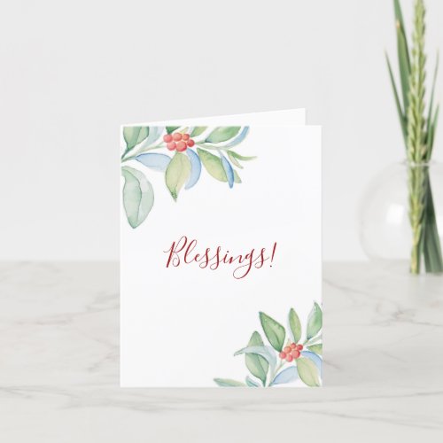 Botanical Leaves Berries Caregiver Christmas Holiday Card