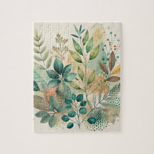 Botanical Leaves Collage Jigsaw Puzzle