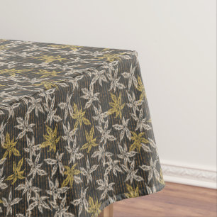Botanical leaves Complex maximalist black Tablecloth