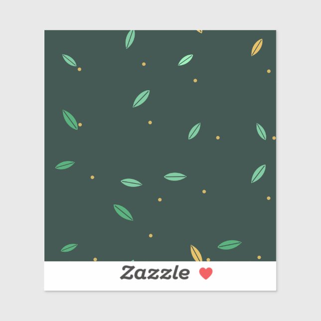 Botanical Leaves Dark Green Seamless Pattern Sticker (Sheet)