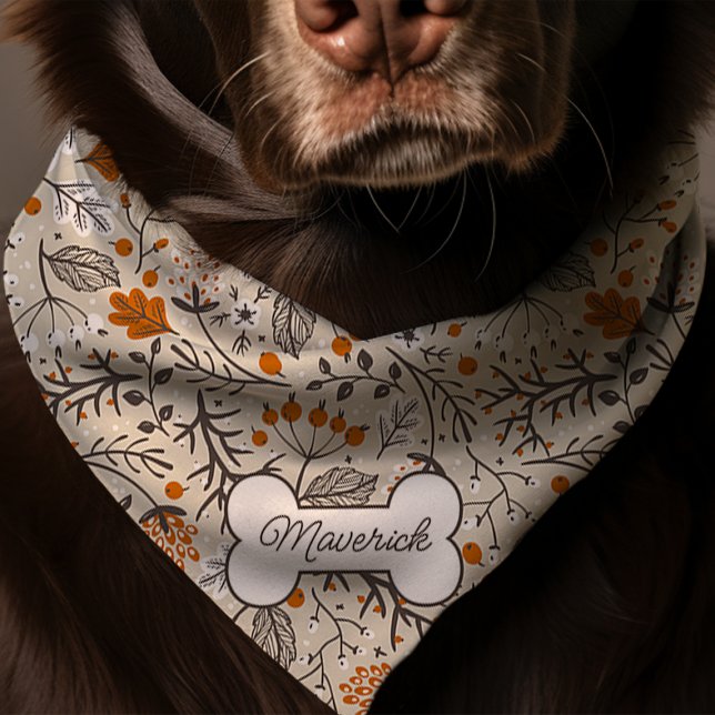 Botanical Leaves Fall Pattern Personalized Dog Bandana (Creator Uploaded)