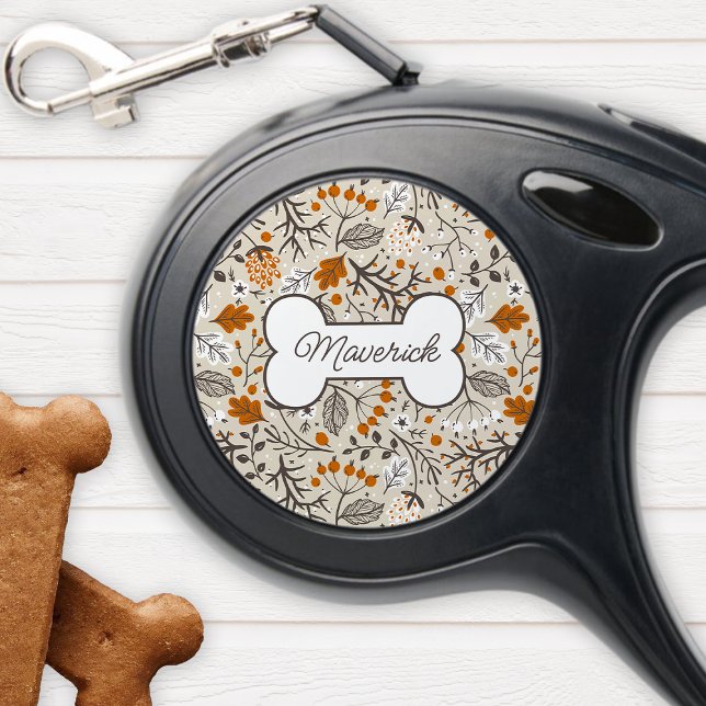 Botanical Leaves Fall Pattern Personalized Retractable Pet Leash (Creator Uploaded)