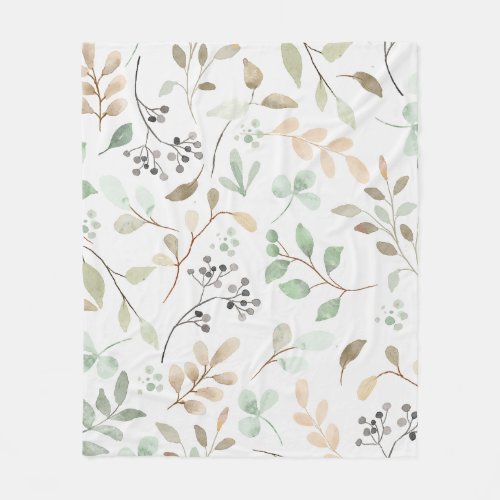 Botanical Leaves Fleece Blanket