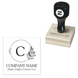Botanical Leaves & Flowers Custom Typography  Rubber Stamp
