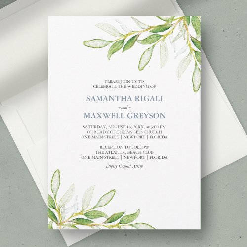 Botanical Leaves Garden Wedding Invitation