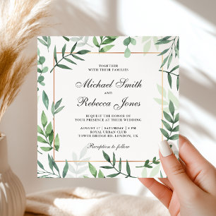 Botanical Leaves Greenery All in One Wedding Invitation