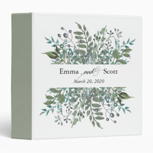 Botanical Leaves Greenery Wedding Modern Foliage 3 Ring Binder