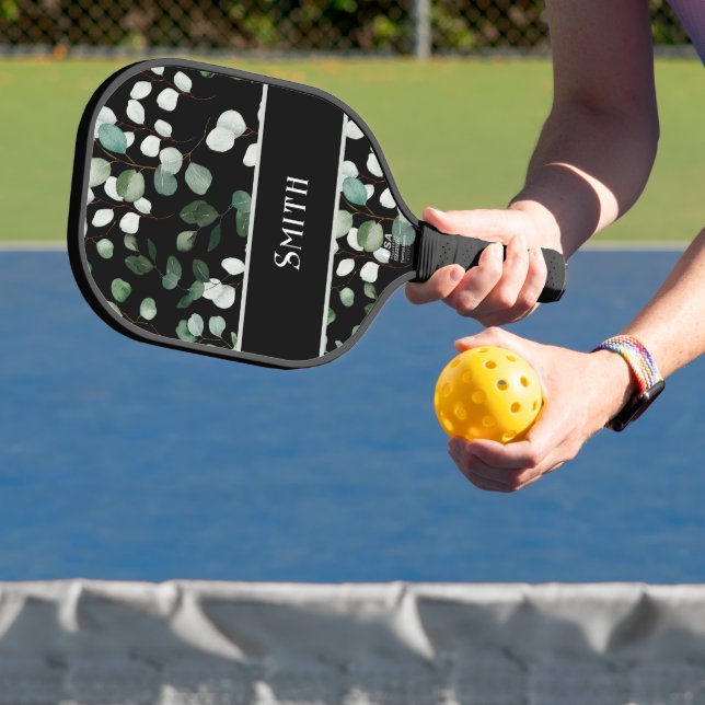 Botanical Leaves Greenery with Name Carbon Fiber Pickleball Paddle (Insitu)