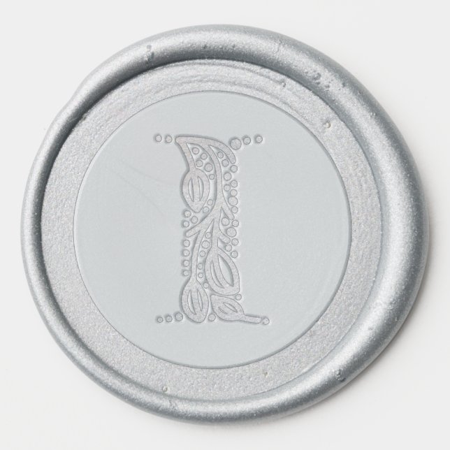 Botanical leaves I initial elegant monogram Wax Seal Sticker (Front)