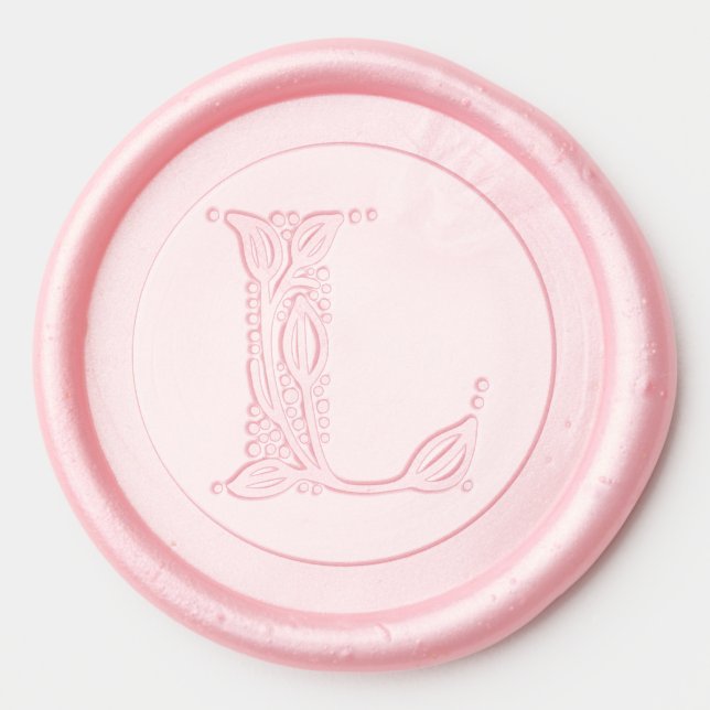 Botanical leaves L initial elegant monogram Wax Seal Sticker (Front)