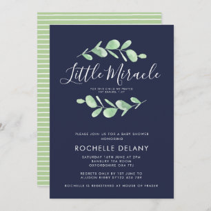 Botanical Leaves Little Miracle Baby Shower Invitation