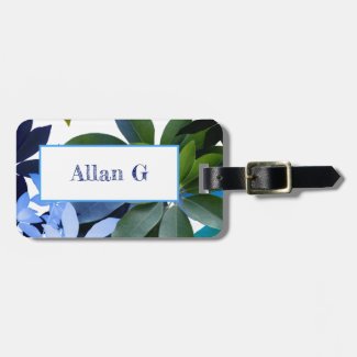Botanical, Leaves Luggage Tag w/ leather