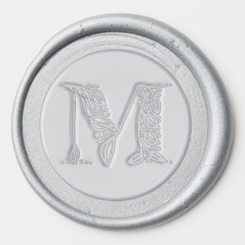 Botanical leaves M initial elegant monogram Wax Seal Sticker