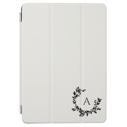 Botanical Leaves Neutral Cream Monogram Initial iPad Air Cover